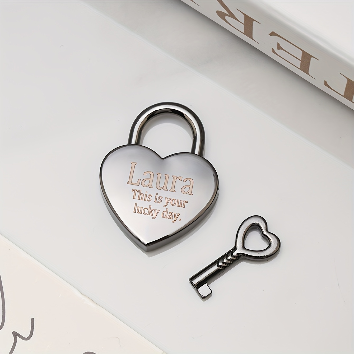 Customizable Heart-Shaped Lock with Personalized Text