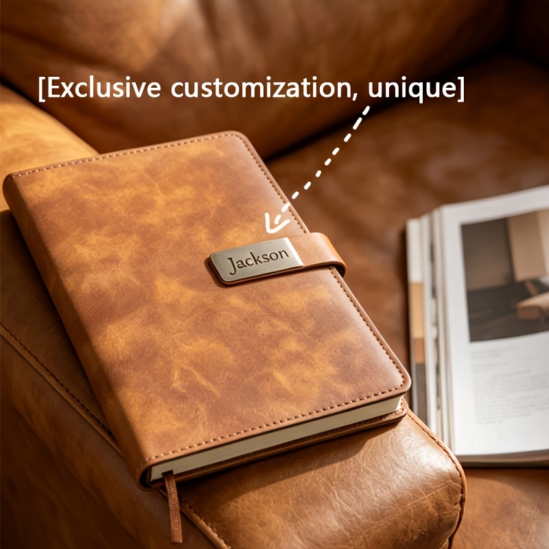 TEMU Modern, Colorful, Cute, Vintage, Unique, Personalized Leather Notebook With Name For Teacher Gifts, Diary, Personalized A5 Vegan Leather