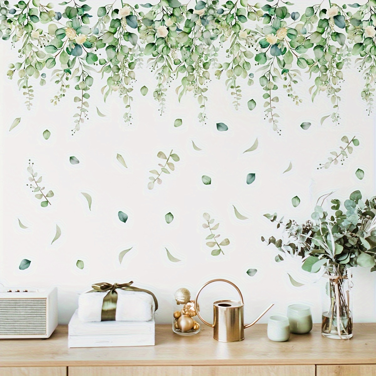 Self-adhesive Green Vine Wall Decal - Classic Refreshing Style For Bedroom, Living Room & Tv Background Decor