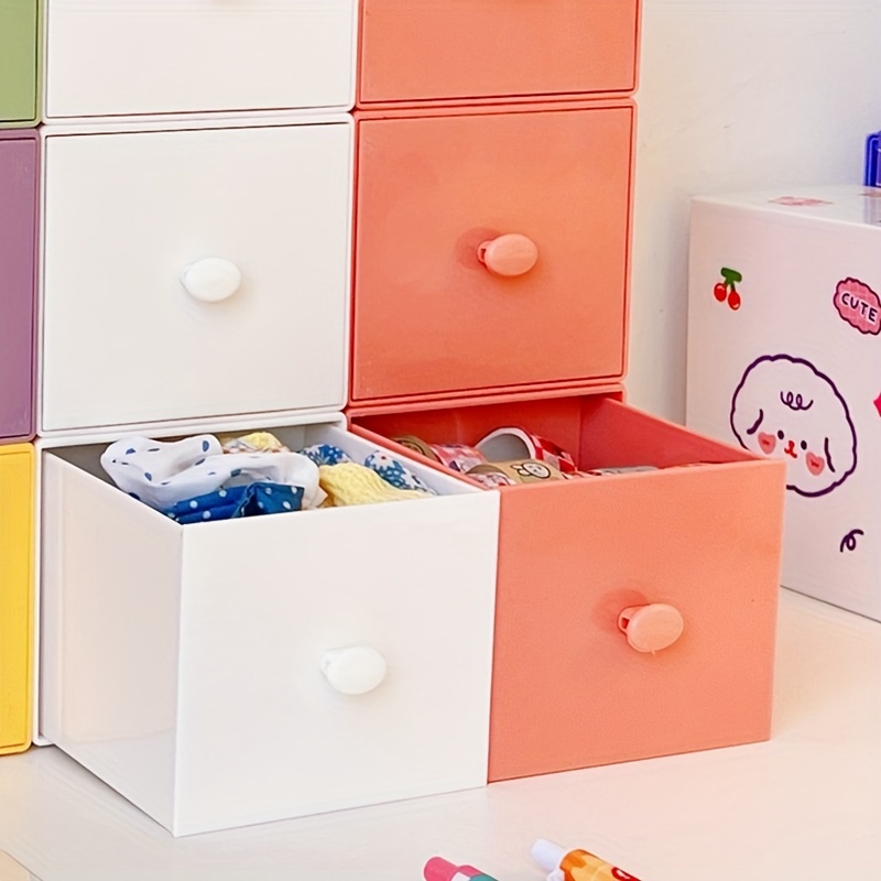 Desktop Candy colored Square Storage Box Free Combination - Temu