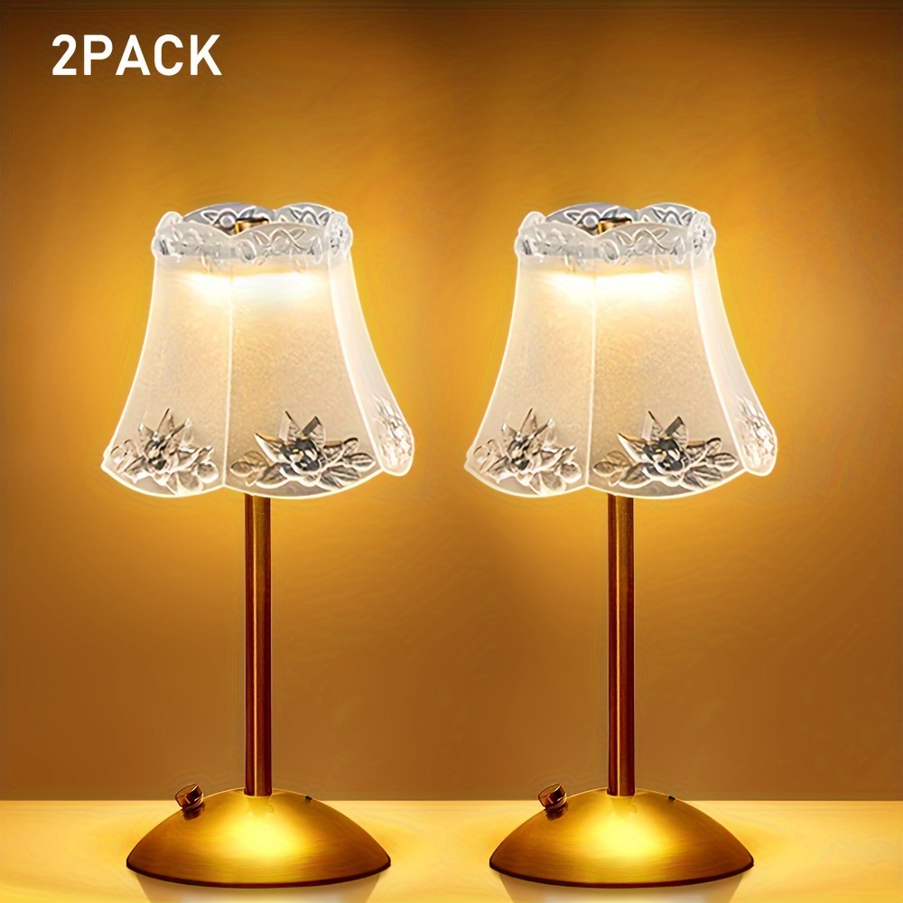 

1/2pack Portable Crystal Table Lamp, Cordless Metal Vintage Desk Lamp, 3 Control Rechargeable Lamp, 3-levels Room Decor Desk Lamp, Living Room, Kitchen, Dining Room Lamp