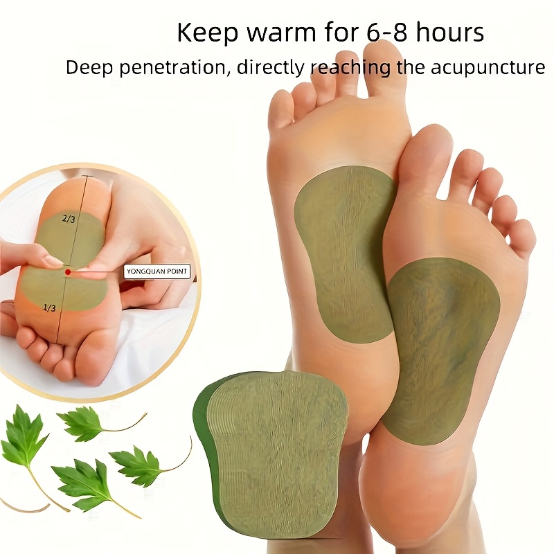 Foot Care Patches Containing Mugwort and Ginger Extracts, Designed for Deep Acupoint Penetration, Made of Breathable Non-woven Fabric, Providing a Refreshing Moxibustion-like Warmth Effect, Ammonia-free Herbal Mugwort Foot Relaxation Patches