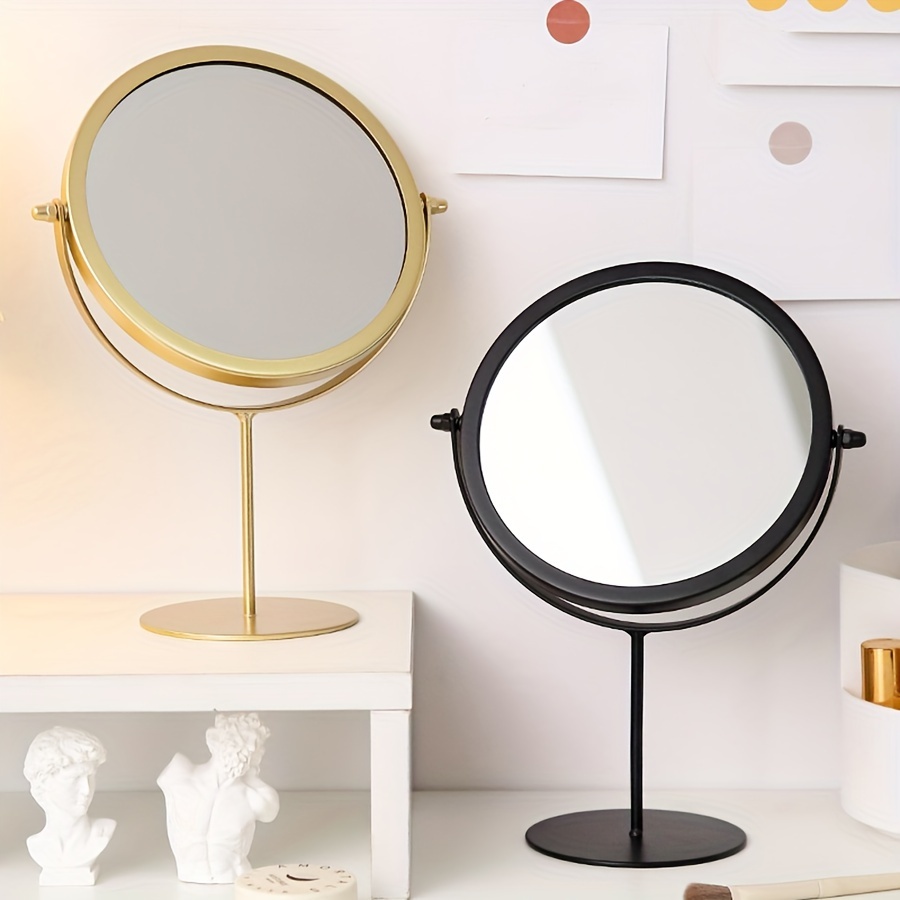 

Nautical Theme Iron Makeup Mirror, High Definition Tabletop Cosmetic Mirror With 360 Degree Swivel, Polished Finish, Unscented, Tabletop Mount, Glass Surface, No Battery Required