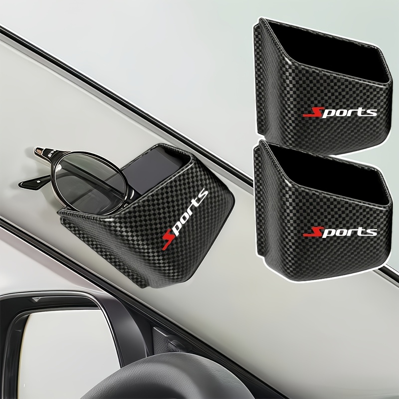 TEMU 2pcs Sporty Fashion Eyewear, Mobile Phone And Car Storage Case, Anti-slip Double-layer Design, Carbon Fiber Texture, Sturdy And Durable, ,