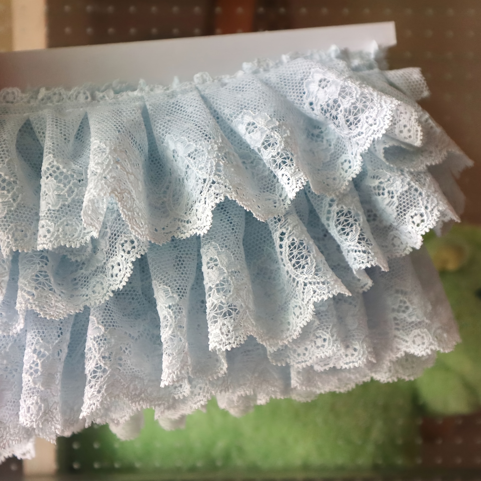 TEMU Bordure de dentelle à volants rassemblés en 4 couleurs, 1 yard de ruban de dentelle plissée et à volants pour la décoration de chapeaux et de