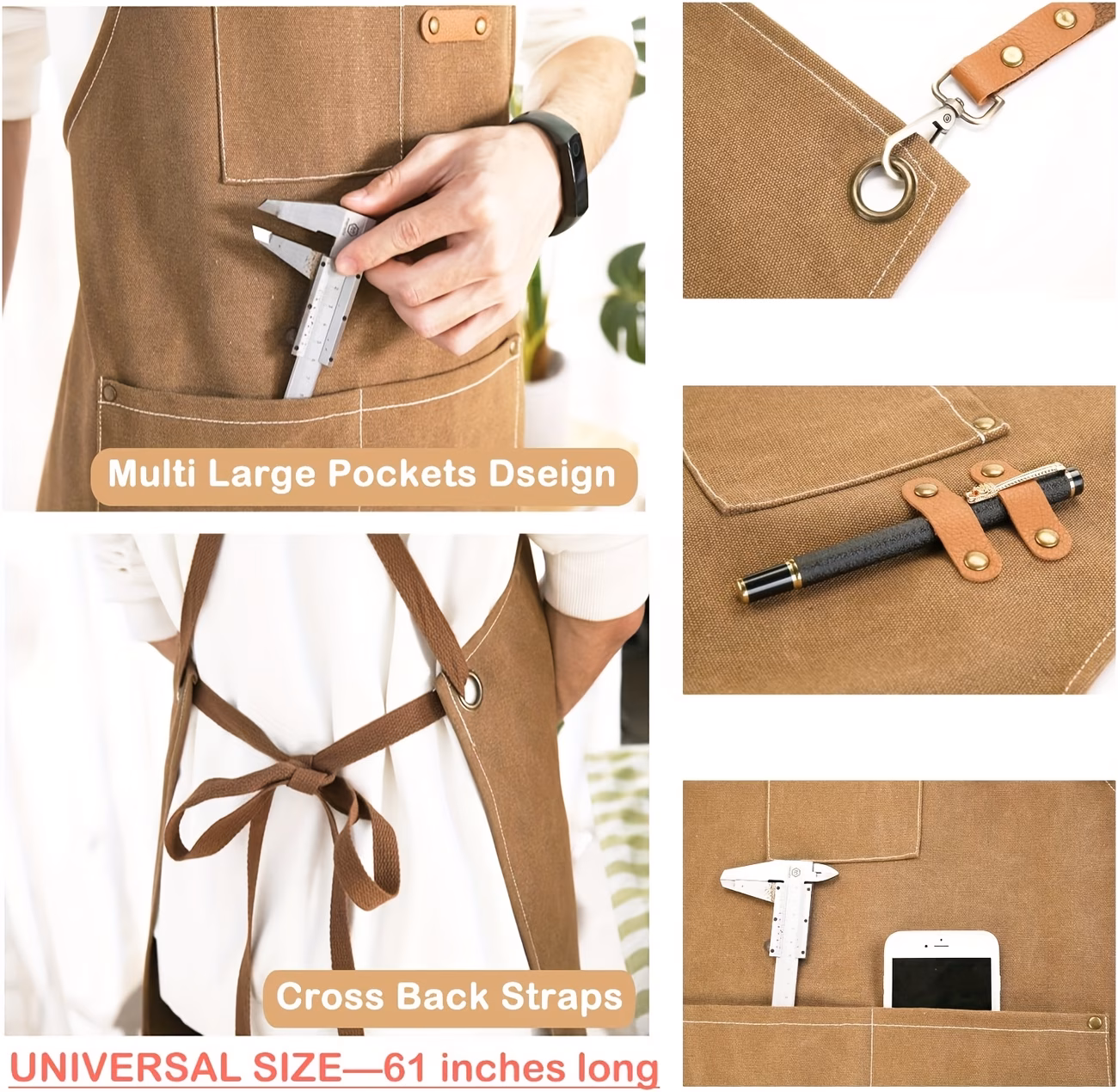 sturdy and waterproof canvas work aprons for men and women featuring adjustable cross straps essential kitchen aprons are perfect for heavy duty tasks in shops suitable for mechanics technicians carpenters Product details 3