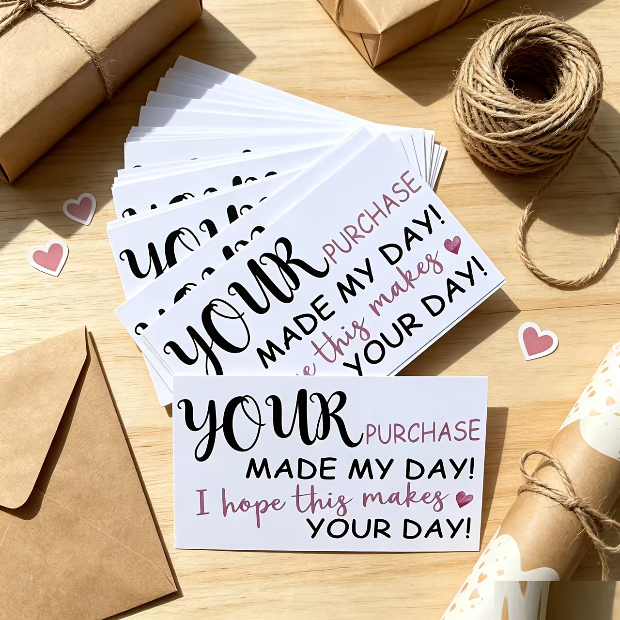 TEMU 50 Exquisitely Printed Thank-you Cards, An Essential For Small And Micro Businesses. Perfect For Use With Gift Boxes And Shipping Packages To