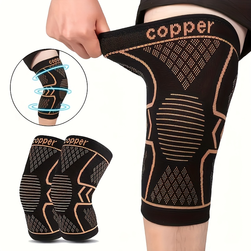 set of 2 copper compression knee sleeves for athletic activities   elastic breathable fabric supportive flexible ideal for     ball games prevention   gifting