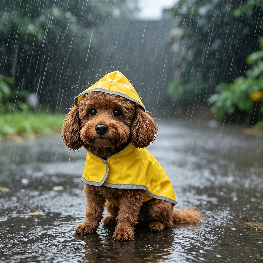 xddog dog jacket hooded raincoat with reflective safety stripes adjustable hook and loop closure leash hole durable coat suitable for small medium large dogs suitable for     and wet weather Product details 4