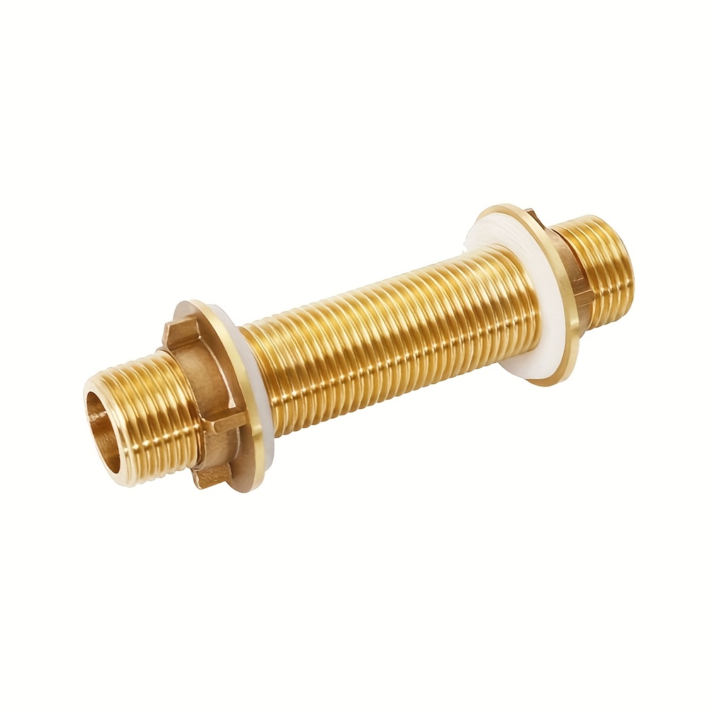 1pc Brass Bulkhead Fitting For Tanks, Inner And Outer Wire Connector For Fish Tanks, Pools, And Buckets, G1/2 Brass Hose Connector, Rainwater Connector, Tank Connector Extension Fittings