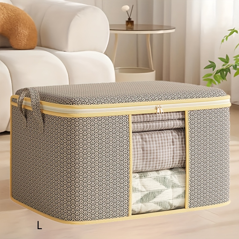 E-shop HEART LEAF Extra Große Kleideraufbewahrungstasche mit Schloss- & Wellenmuster - Faltbarer Polyester Organizer mit Reißverschluss & Griffen für