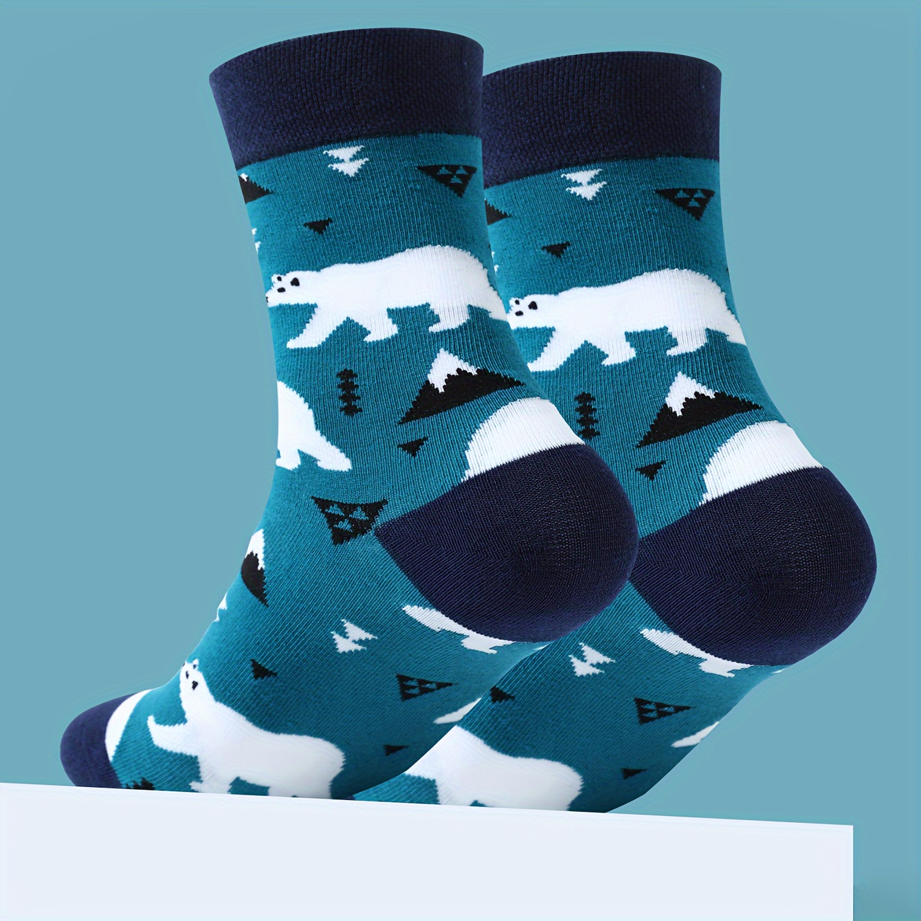 Men's Mid-Calf Fun Antarctic Penguin Pattern Socks
