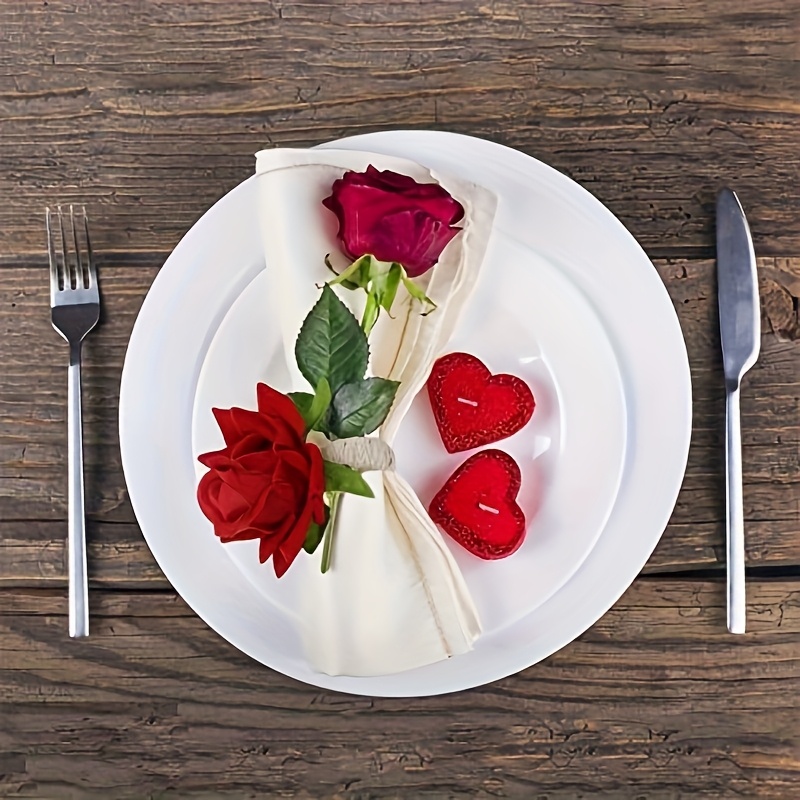 solid red plastic rose flower napkin rings wedding Temu Mauritius