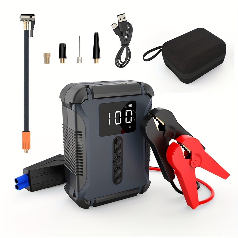 

3000a Car Jump Starter With Air Compressor 160psi, Portable Car Battery Pack (9 L Gas/7.0l ), Car Battery Charger Jump Starter, Led Light, Power Bank, Qc 3.0