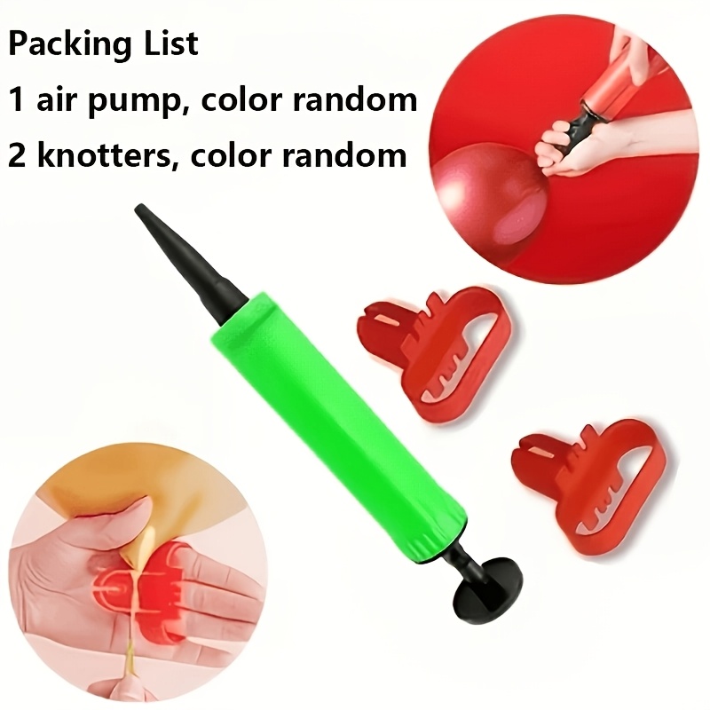 3pcs Balloon Pump And Tying Tool Set, Includes Air Pump And Tying Tool, Random Colors, Party Decoration Tools For Festivals, Birthdays, Weddings, And Christmas