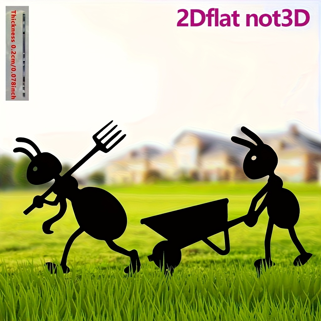 E-shop 2D Flat - 2 Stück 2D Flat Garten Ameisen Dekorationen - Acryl Tier Silhouette Gartenstecker für Außenbereich, Halloween und