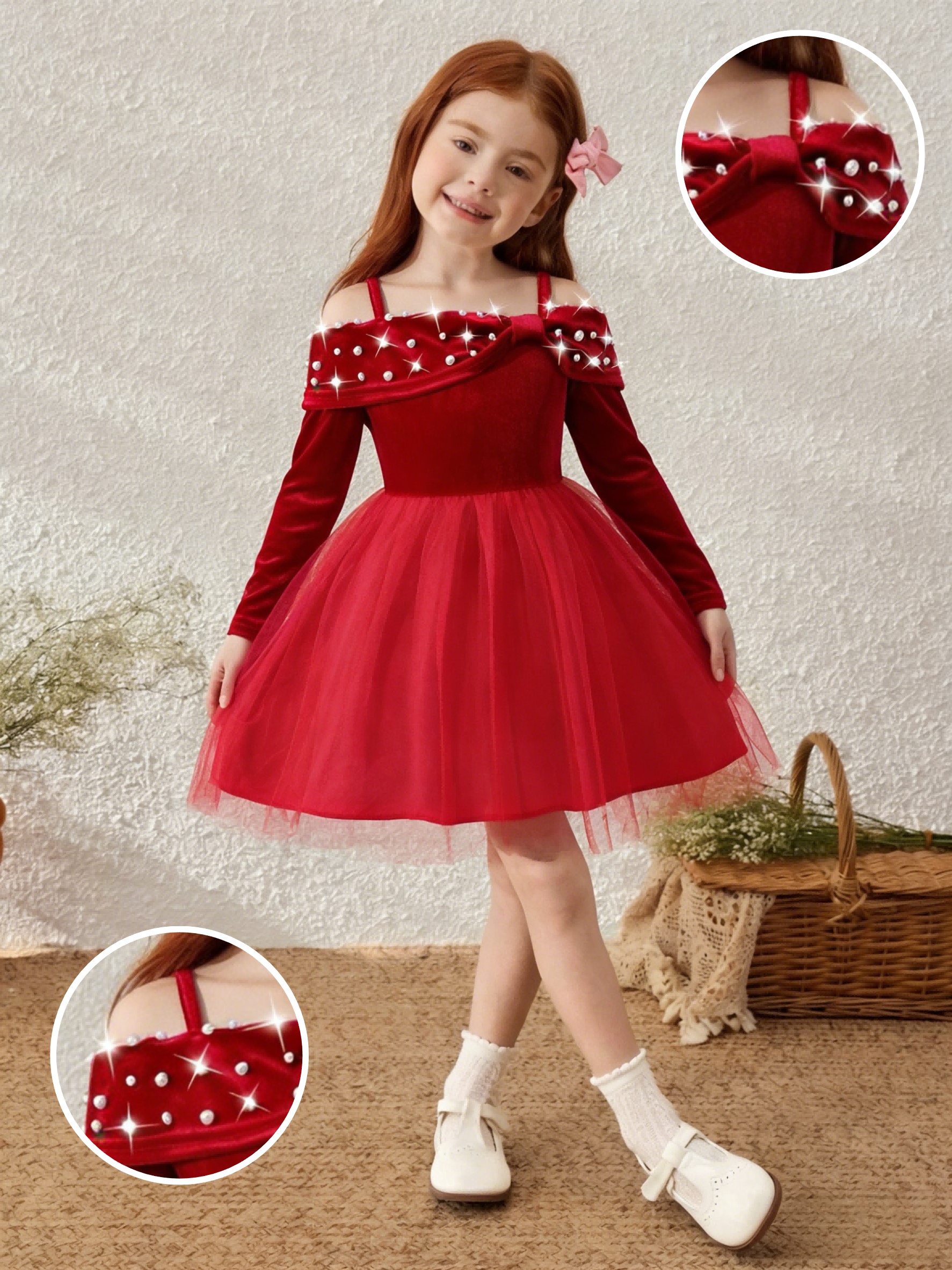 a red elegant luxurious dress girls featuring burgundy - Temu Oman