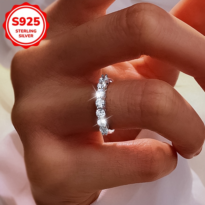 925 Silver Women's Ring with Synthetic Zirconia - Adjustable and Elegant