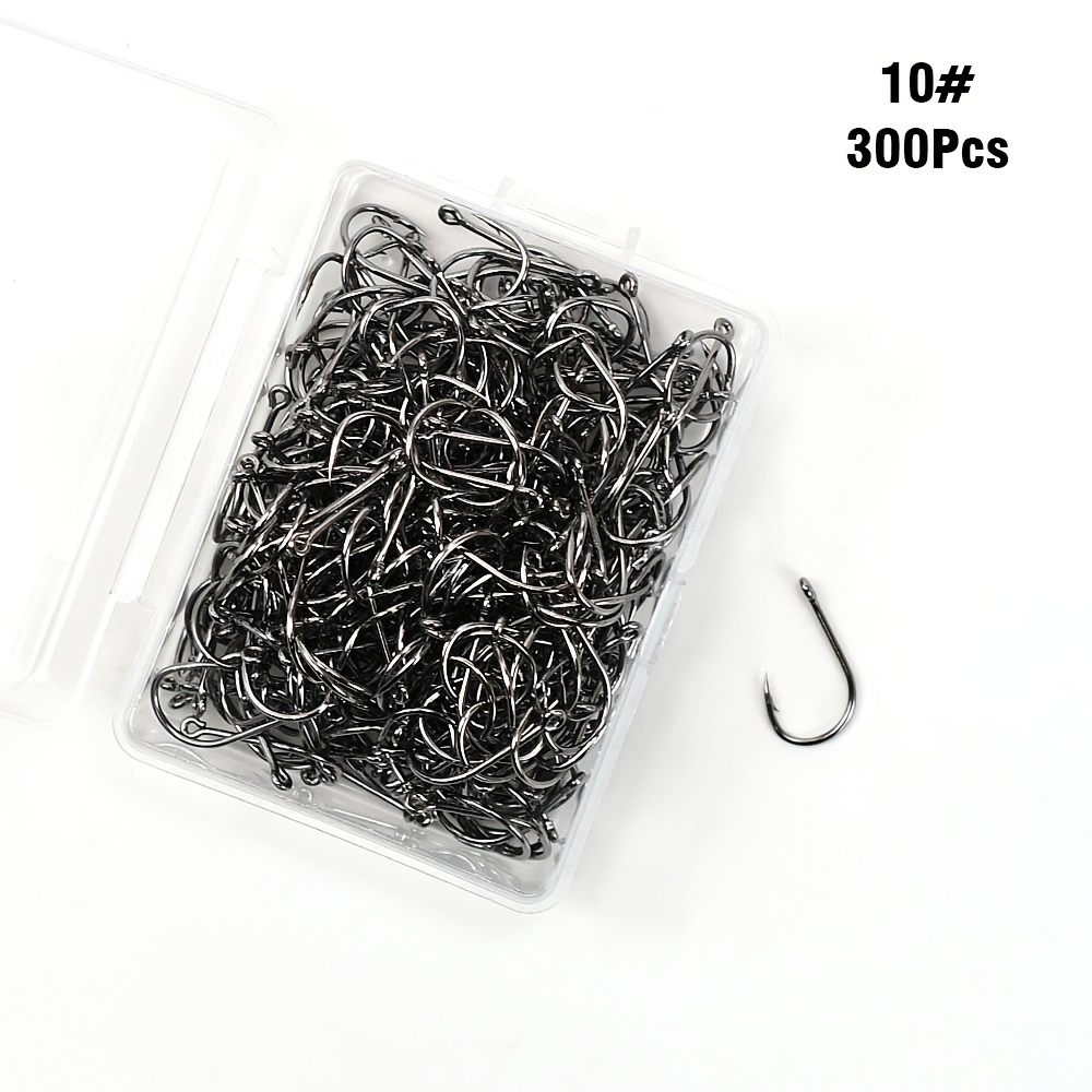 TEMU 300pcs Black High Carbon Steel Barbed Carp Carp Hook Fishing Hook With Barbed Shank And Eye