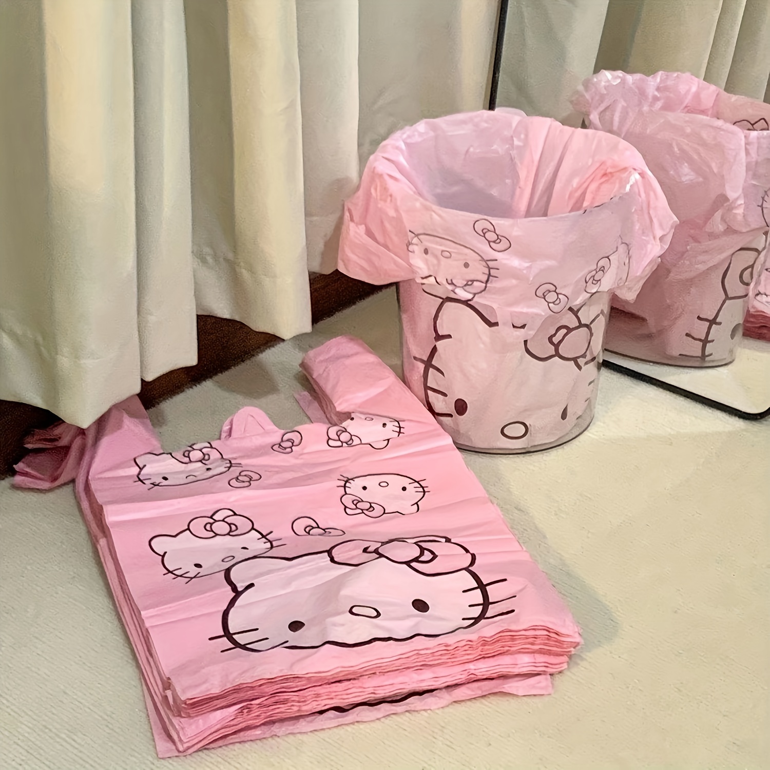 Image of A Set Of 50 Adorable Multifunctional Trash Bags Made From Pet Material, Suitable For Living Rooms, Bedrooms, Bathrooms, And Kitchens, Featuring A Cartoon That Used As Gifts Or Storage Bags.