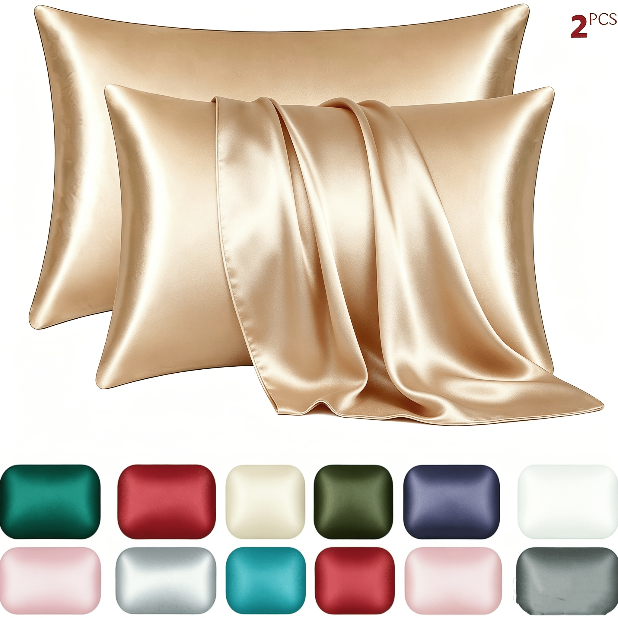 2pcs Satin Pillowcase Set for Skin and Hair, Breathable