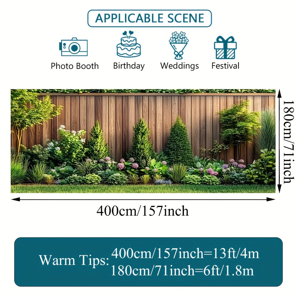2d Door Banner, 1pc 2d Flat Printing Garden Wooden Fence Climbing Vines Garage Door Banner, And Fun, Ideal For Garden Party Backgrounds And Festive Events Party Banners, 2d Flat