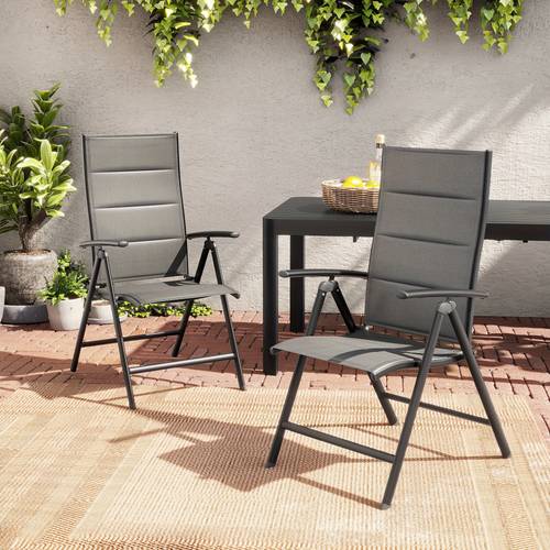 set of 2 indoor and outdoor dining chairs with adjustable backrest outdoor lounge furniture aluminum frame suitable for bistro garden backyard