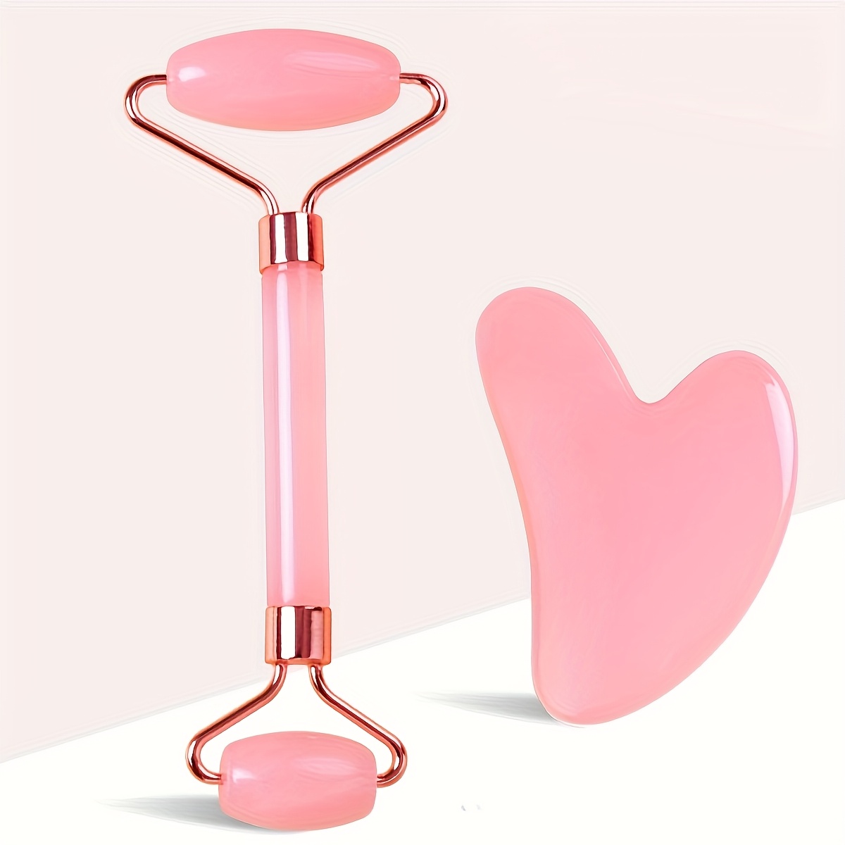 

Dual Head Facial Massage Roller And Heart-shaped Scraping Board, Portable Facial Massager, Body Massage Tool Kit, Universal, Non-electric Abs Material, No Battery Required