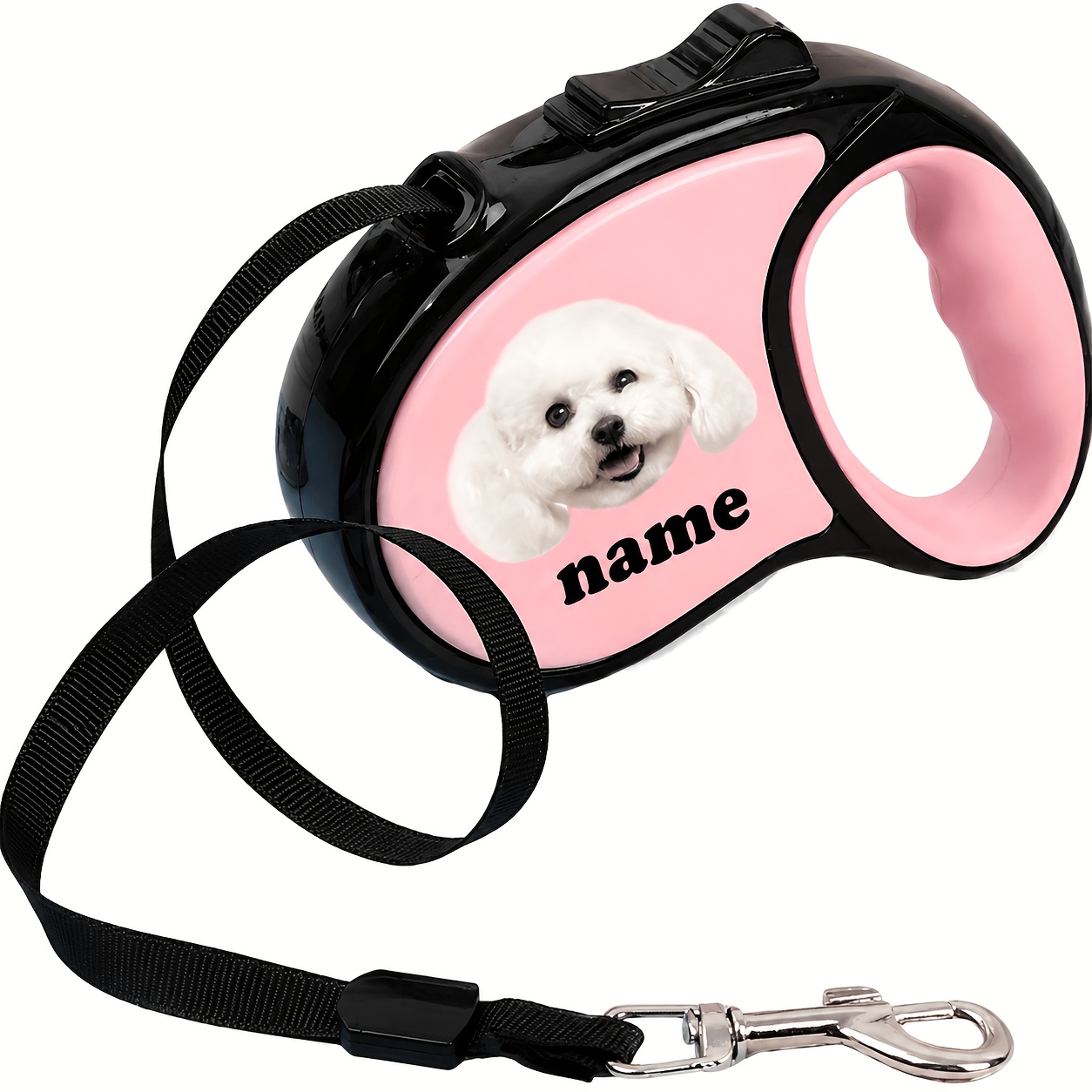 TEMU A Customizable Retractable With Patterns And Text, Supporting Personalized Naming. Suitable For Use During With Small To Medium-sized Dogs. A
