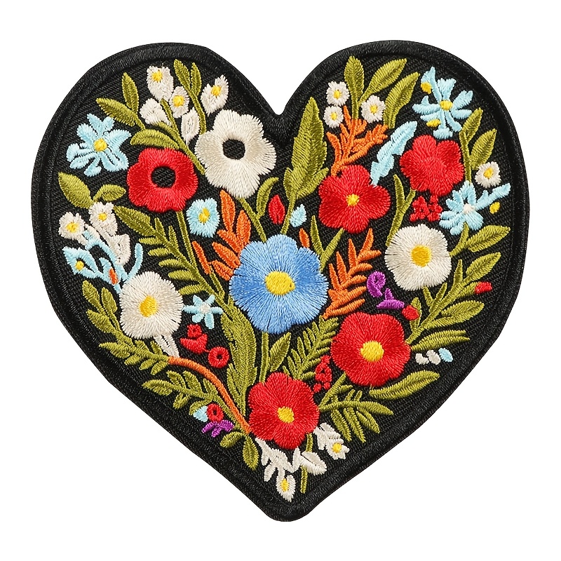 TEMU Parche bordado termoadhesivo floral de , ideal para coser en sombreros, ropa y chaquetas vaqueras de hombre