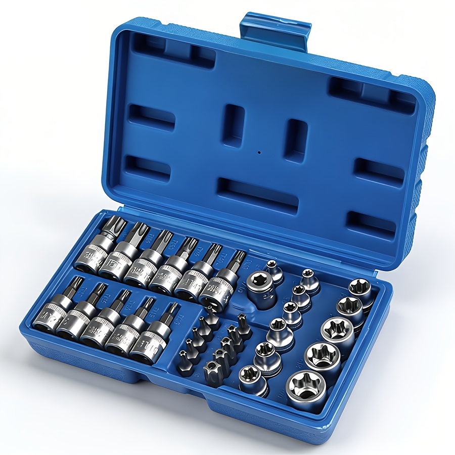 TEMU 34pcs Starshaped Socket Set Automotive Repair Tool Kit Professional Automotive Repair Socket Set Automotive Repair Accessories