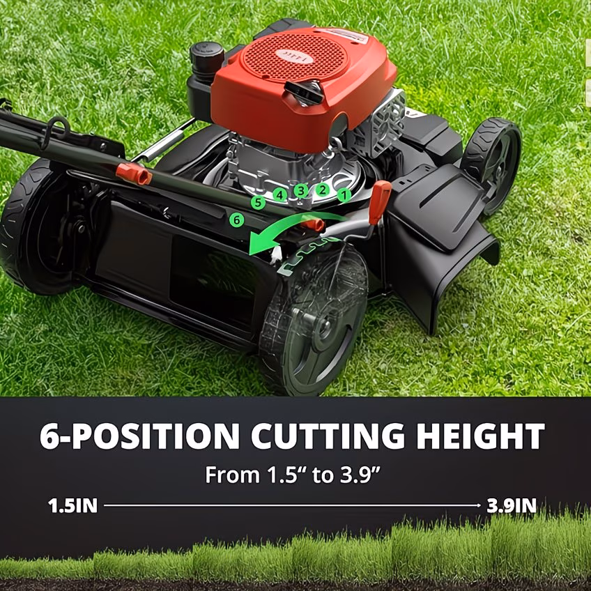 21 lawn mower 144cc 2 in 1 3 in 1 mulching 170cc 3 in 1 self propelled with 6 height adjustment high rear wheels gardening supplies and equipment foldable handles for lawn yard and garden maintenance Product details 4