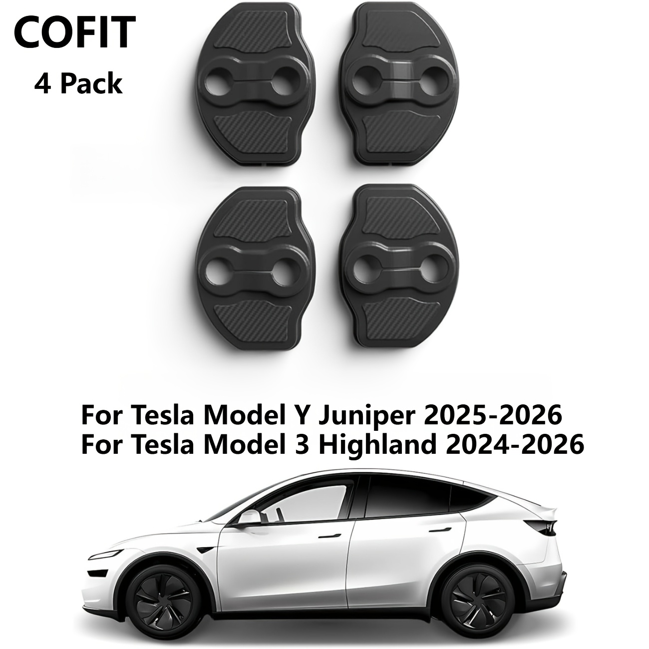 Image of 4pcs Door Lock Cover For And Model 3 Highland Door Entry Guard Compatible With For Model 3 2024 2025 Car Door Lock Latch Protector