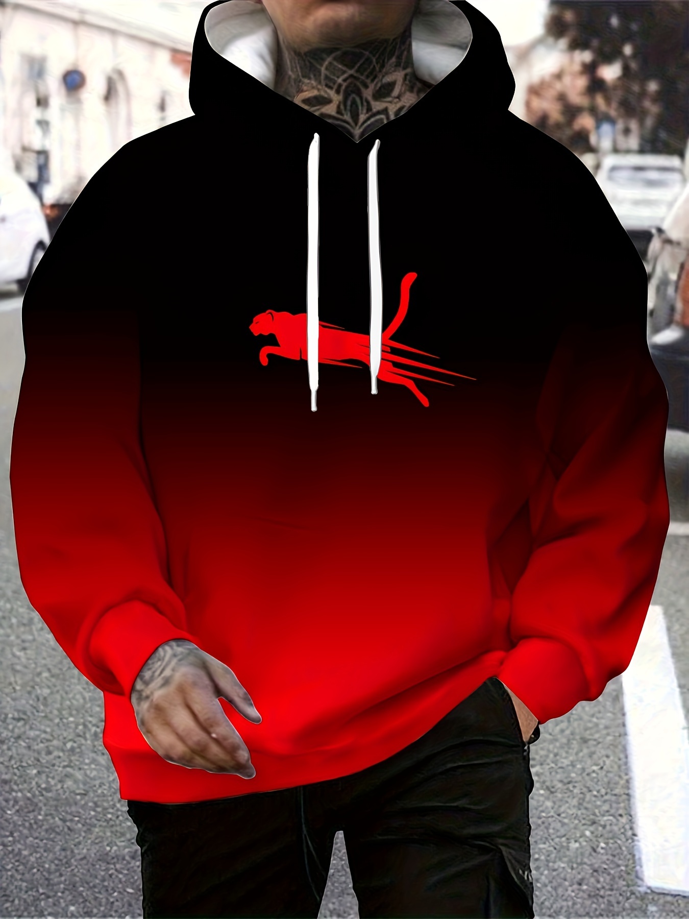 Yüzde 100 Polyester, Tam Baskı Tasarımlı, Dijital Baskı Desenli, Kâzılı Kumaşıyla, Erkek Plus Beden Moda Hoodie