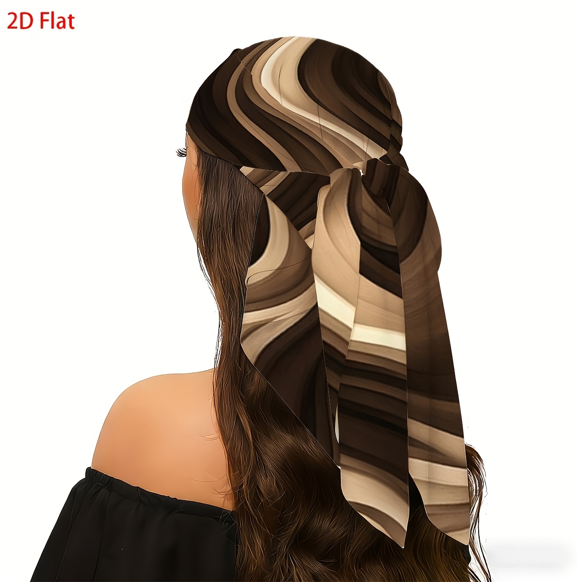 Brown Wavy Pattern Decorative Square Scarf, Multi-Purpose