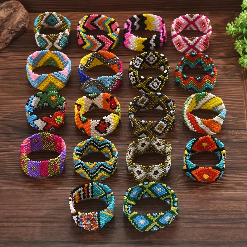 Boho Beaded Bracelet for Women Geometric Pattern Unique Variations