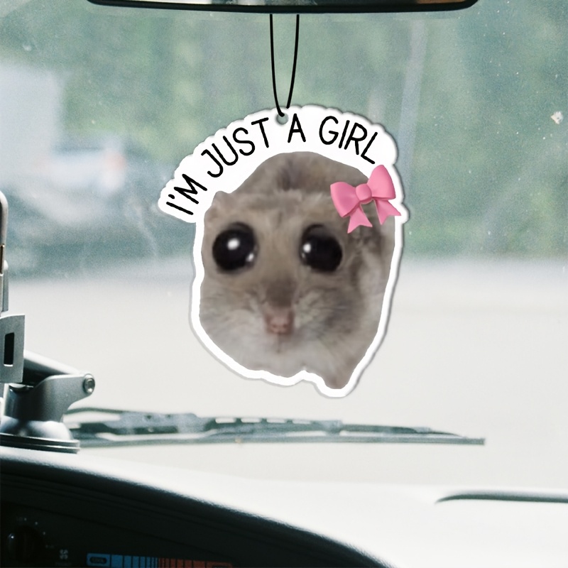 item picture 2d flat sad hamster im   car air fresheners 2d flat wardrobe fragrant pendant perfumes rearview mirror hanging decorations car accessories interior pendants gifts for   wife lover 2d flat