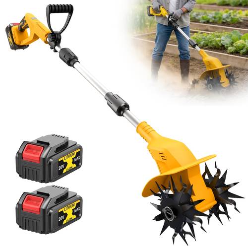 item picture spring gardening complete cordless kit with 2 batteries charger adjustable handle high power 20v motor for large tough soil 8 6 tilling width ideal seasonal tool