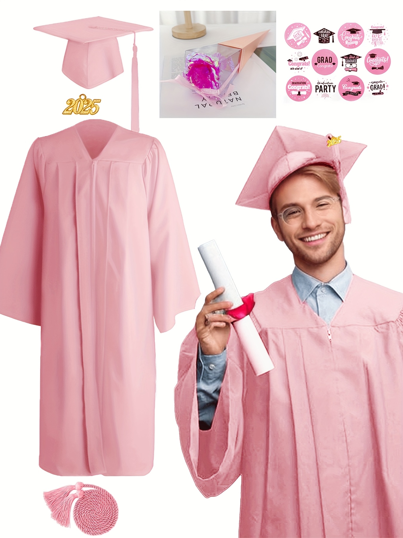 2025 graduation matte gown cap tassel stole set cord - Temu Mexico