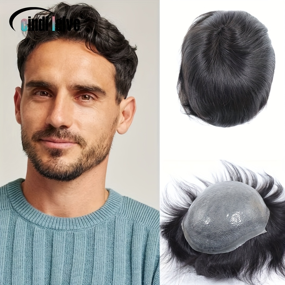 natural hair mens toupee wig single knot 08 Temu Bahrain