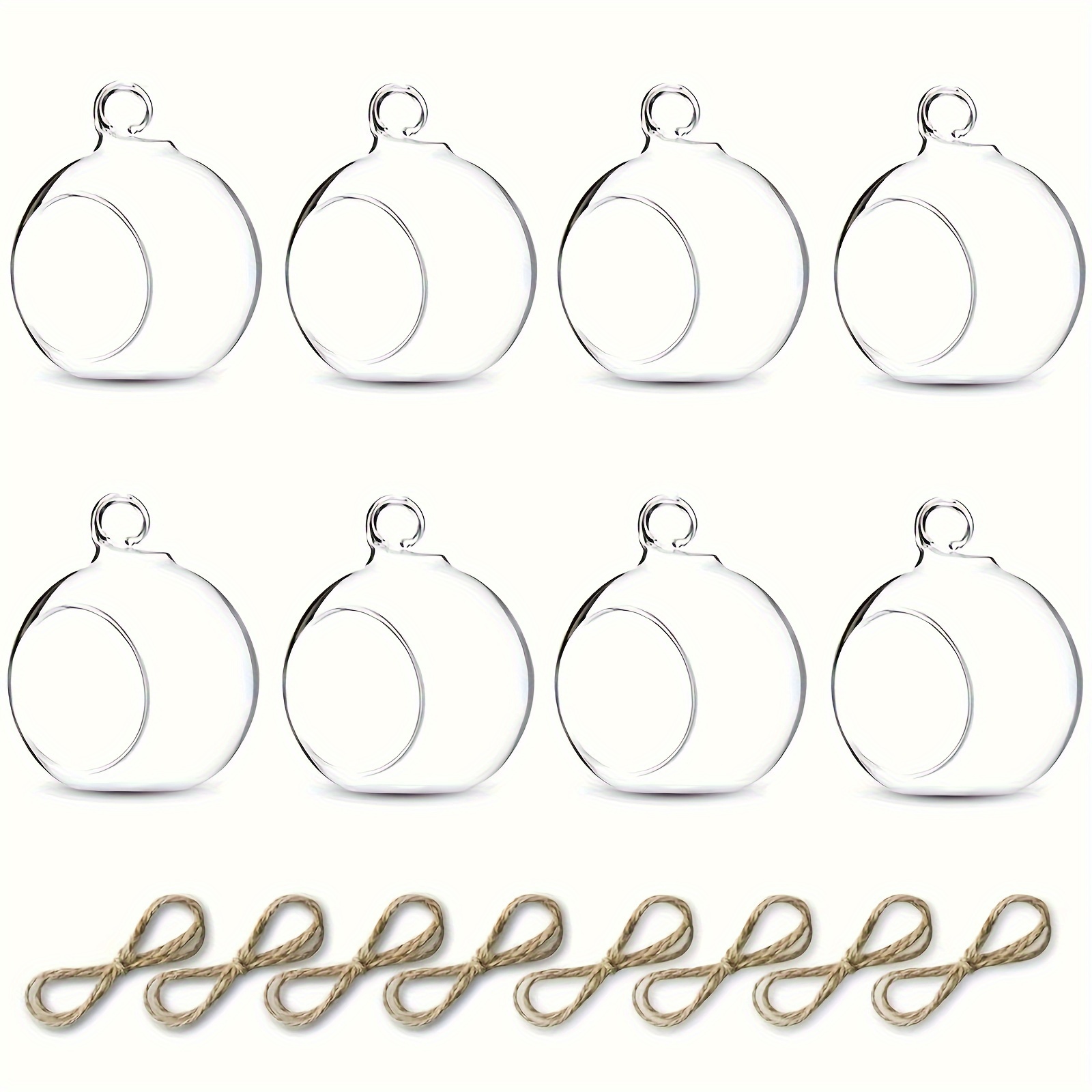 Image of 8pcs 3.15"/ 8cm Hanging Glass Candle Holders Plant Terrariums Glass Orbs Air Plants Tea Light Candle Holders Home Decor Indoor Outdoor Garden Diy Gifts