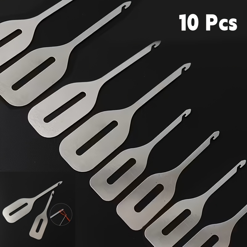 TEMU 10pcs Dual-size - Lightweight And Portable Stainless Steel Needle Threader, Essential Hand Sewing Tool, Easy And Quick Threading, Suitable For
