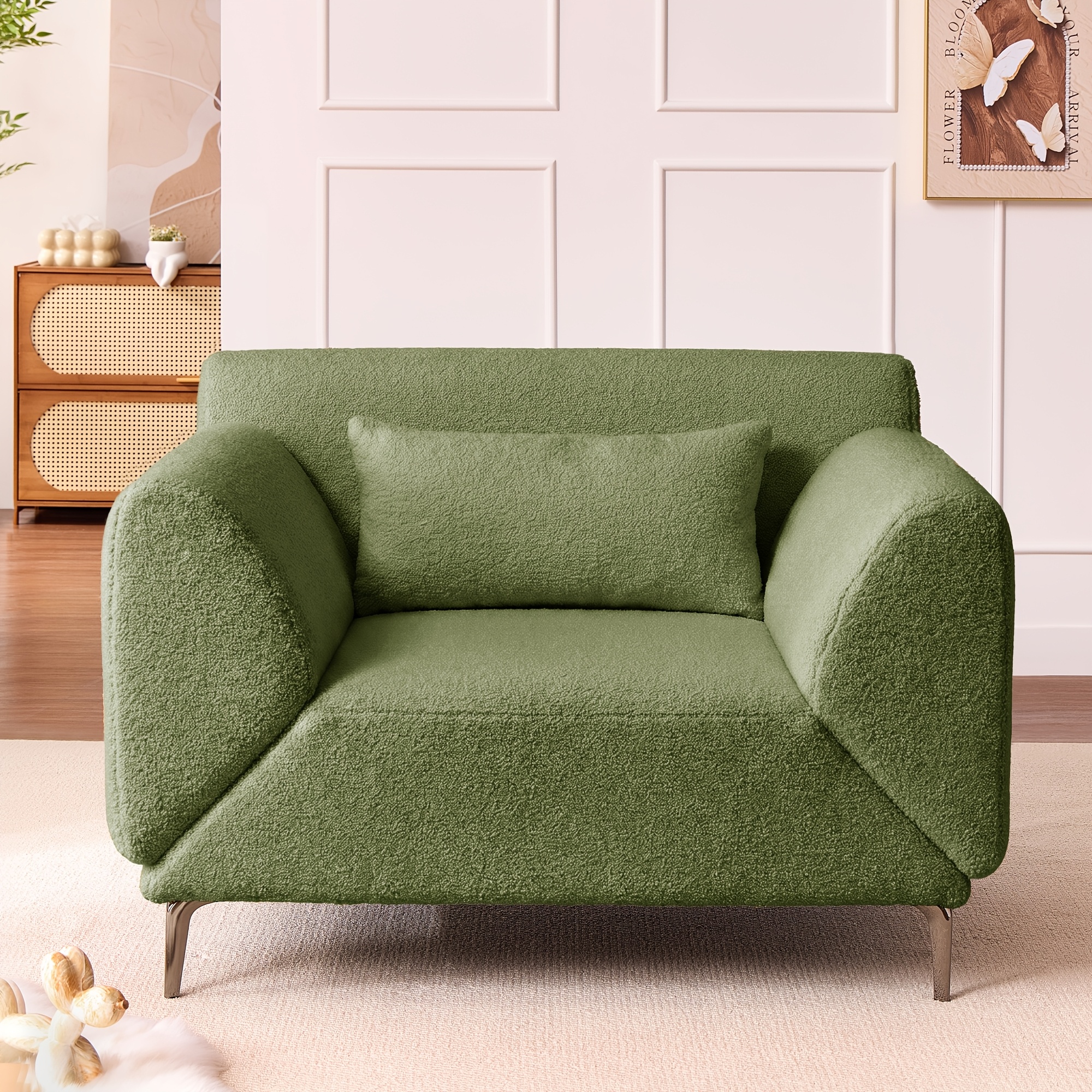 Plush Multi-functional Decorative Chair, Swivel Armchair-style Single Sofa, Comfortable Extra-large Reading Armchair With Metal Legs, Perfect For The Living Room Or Bedroom, In Multiple Colors: /beige