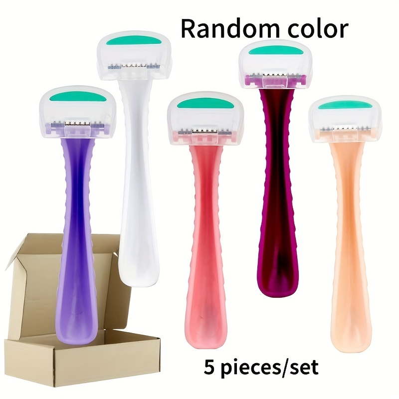 5pcs, Women's Bikini Shaver, Portable And Easy To Clean, Safe And Scratch Resistant, Suitable For Full Body Hair Removal, Random Color