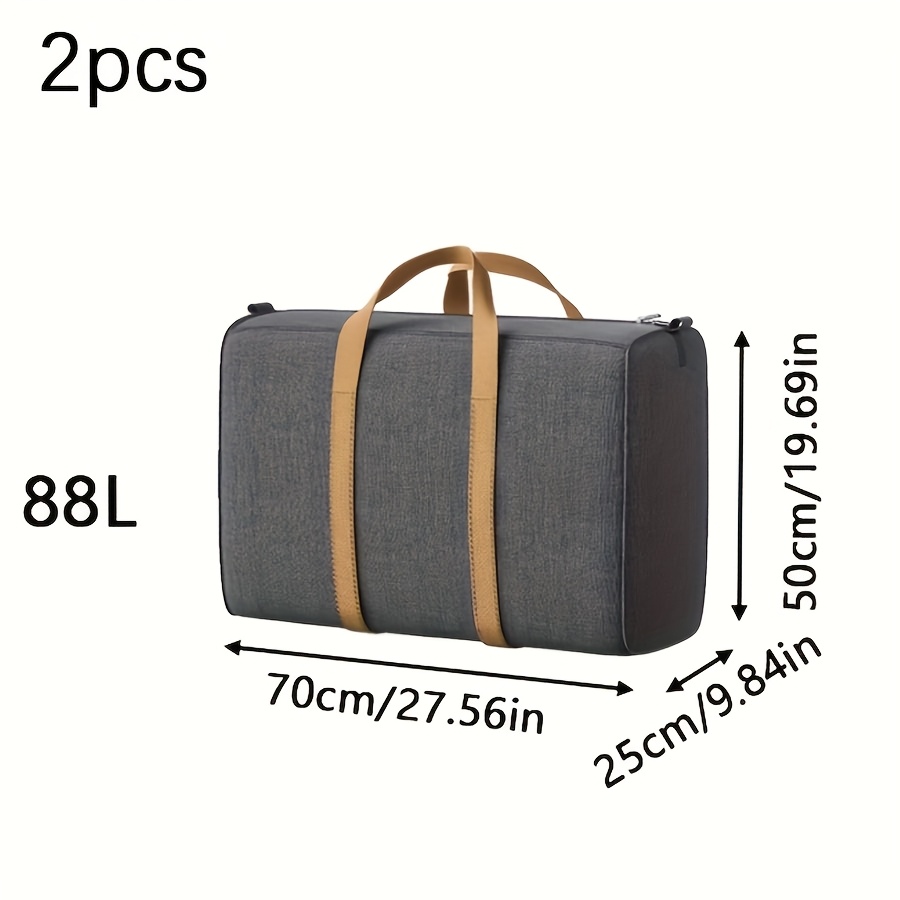TEMU Packing Organizers, [heavy-duty Moving Bags] 2pcs Heavy-duty Foldable Moving Bags | Fabric 88l/148l (70x25x50cm/90x31x53cm) With Handles, Grey