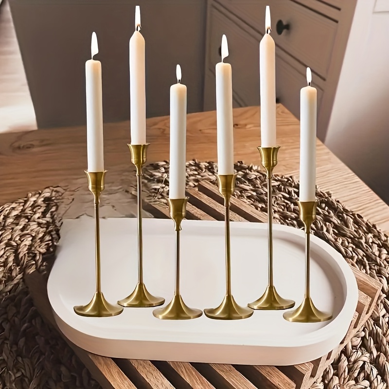Vintage Candle Stands Set Antique Brass Taper Candle Holders - Set Of 3 ...