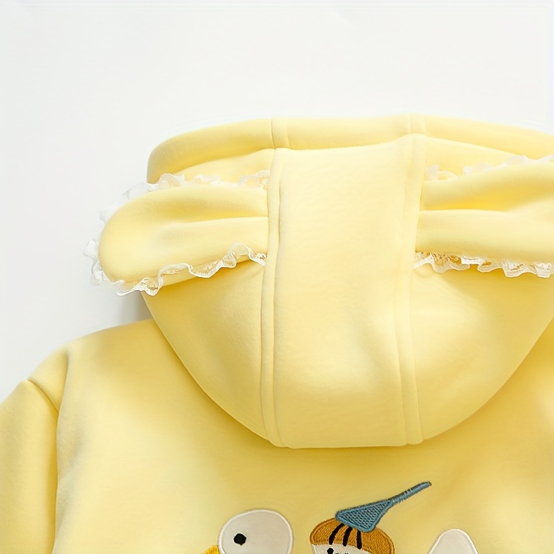 girls cartoon plus velvet thickened hooded sweatshirt trousers suit autumn and winter 2025   trendy baby girl cute cartoon plus velvet casual sports suit two piece suit trendy for outdoor Product details 10
