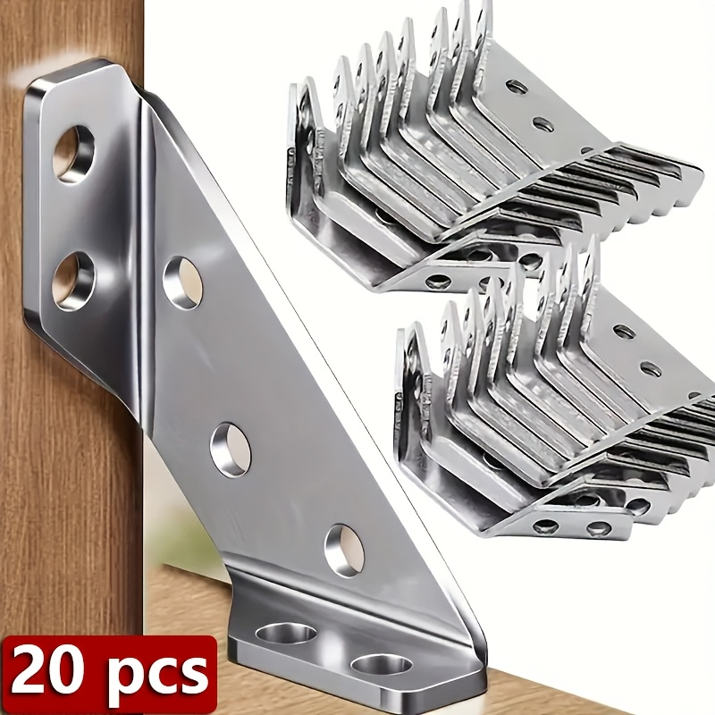 

20-pack Stainless Steel Corner Braces, Thickened Multi-functional 90 Degree Angle Fixing Brackets, Cabinet Accessories, Metal Corner For Home Improvement