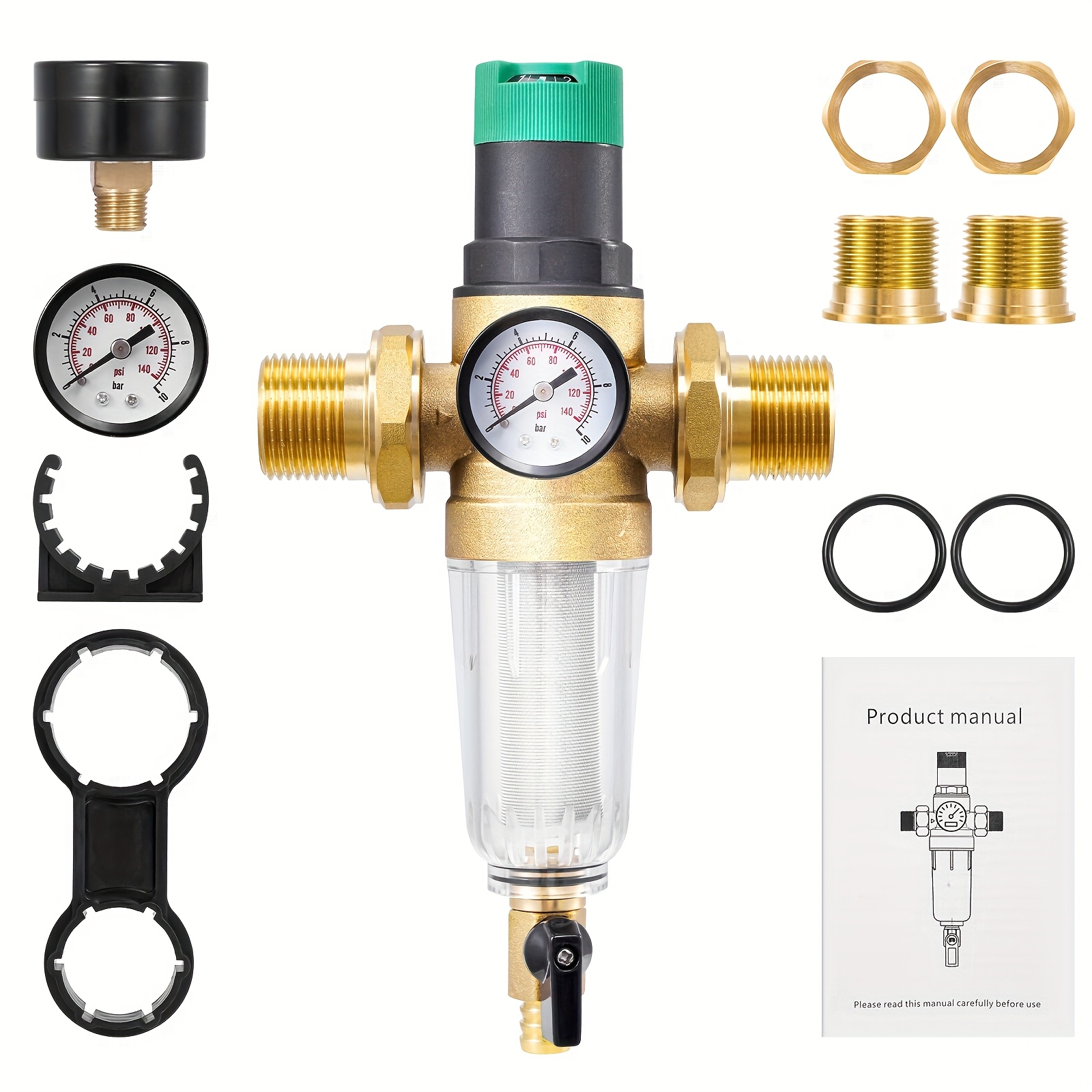 TEMU Filter Filter Pressure Regulator Pressure Reducing Valve Pre-filter Water Pressure Regulating Filter Valve