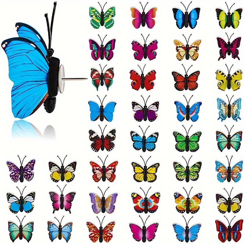 

Butterfly Thumb Tacks Decorative Push Pins Colorful Cute Pushpins For Photo Cork Board Bulletin Board Home Wall Random Pattern Decorations(30 Packs)